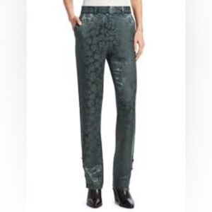 Rag & Bone Green Floral Jacquard Brocade Button Hem Trousers Pants Size 2